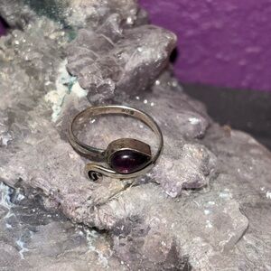 Amethyst open swirl adjustable .925 sterling silver Ring